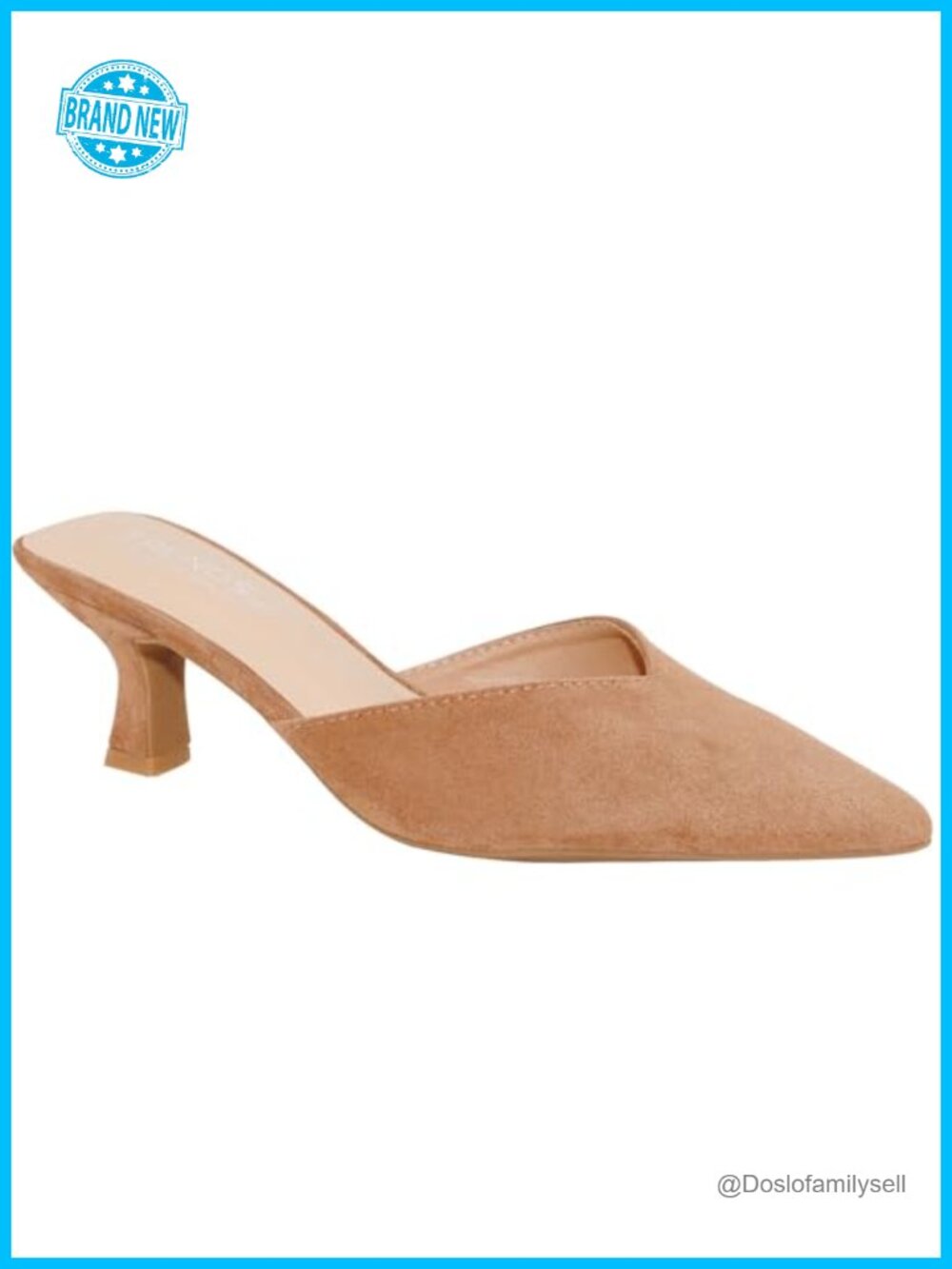 Women's Pointed Toe Kitten Heel Mules Suede Slip-On Shoes Low Heel